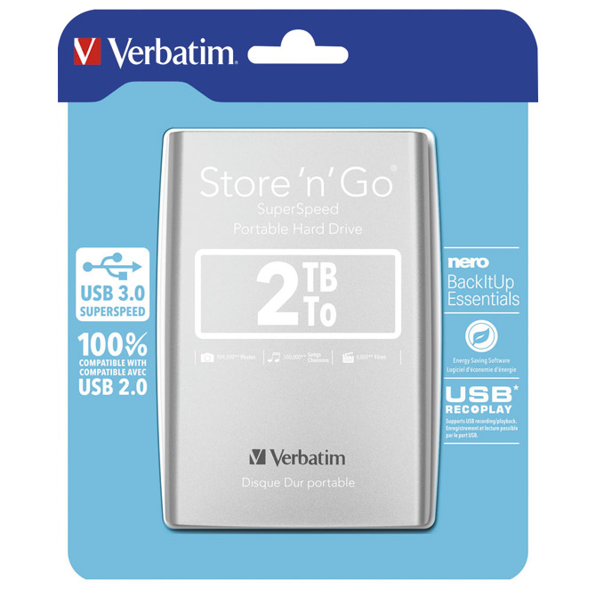 Hard disk 2.5”     2TB USB 3.0 Verbatim 53189 srebrni blister Cijena