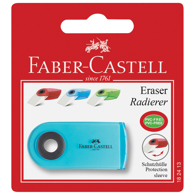 Gumica plastična Sleeve Mini Faber-Castell 182413 bijelo/prozirno sortirano blister!! Cijena