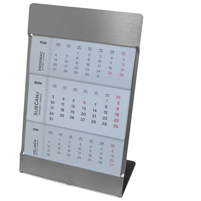 Kalendar stolni-pomični 11,5x17,8cm inox postolje Cijena