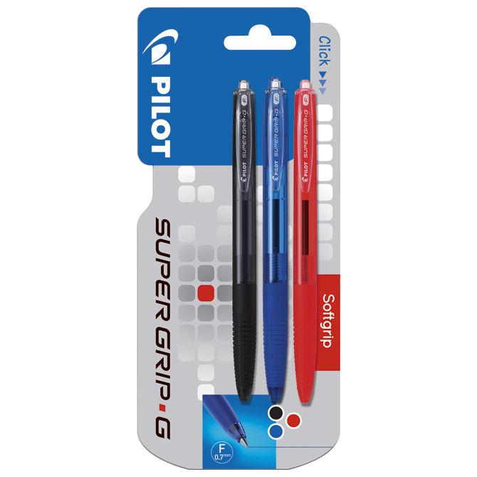 Olovka kemijska Super Grip G Retractable pk3 Pilot sortirano blister!! Cijena