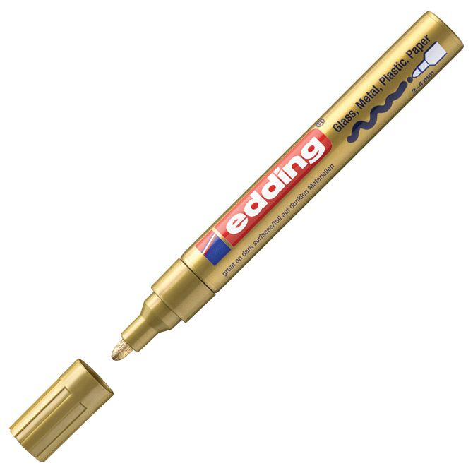 Marker permanentni sjajni lakirajući 2-4mm Edding 750 zlatni Cijena