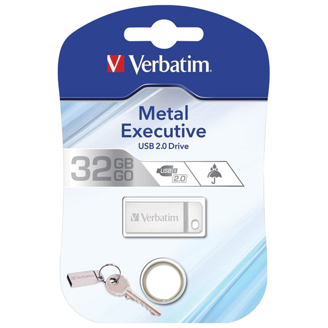Memorija USB 32GB 2.0 Metal Executive Verbatim 98749 srebrna blister Cijena