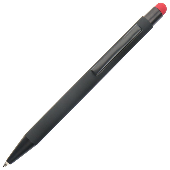 Olovka kemijska metalna gumirana+touch pen YFA2665B Oslo crno/crvena Cijena
