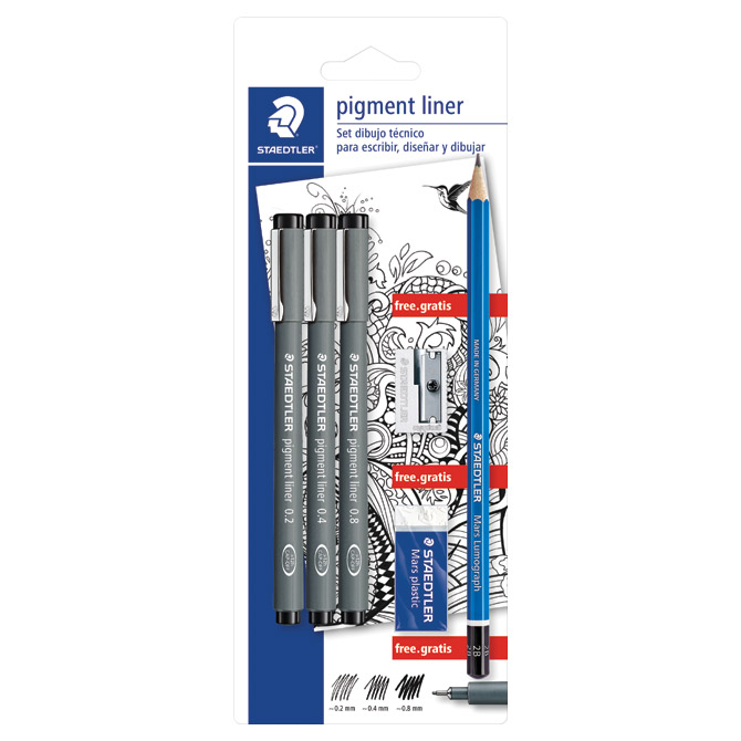 Set flomaster liner pigment pk3+olovka grafitna+šiljilo+gumica Design Journey Staedtler 308 SBK3P Cijena