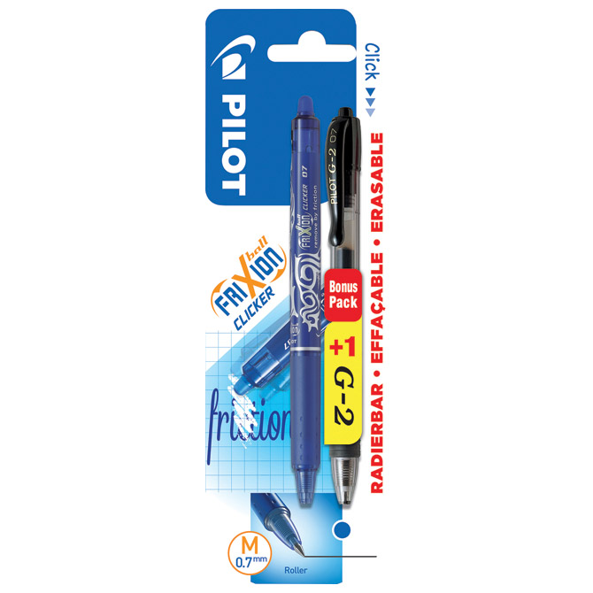 Roler gel 0,7mm Frixion ball clicker piši-briši+roler G2 crni gratis Pilot plavi blister!! Cijena