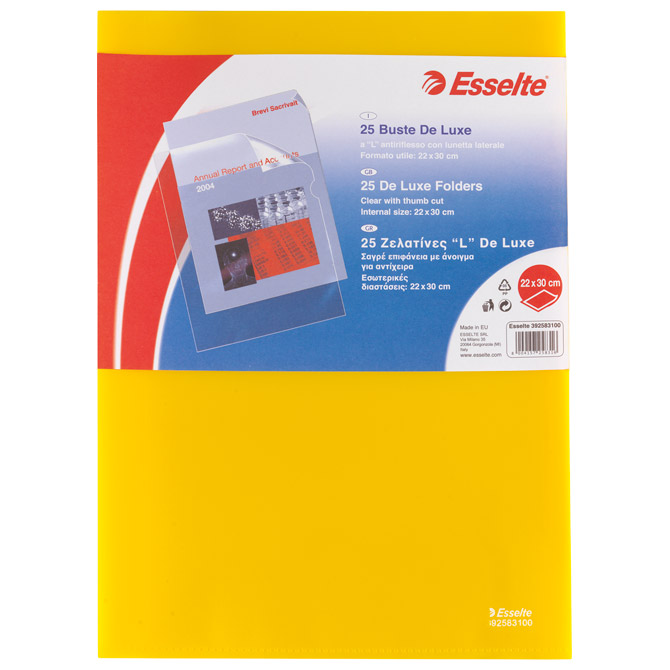 Fascikl “L”  90my pp A4 mat Copy Safe pk25 Esselte 392583100 žuti!! Cijena
