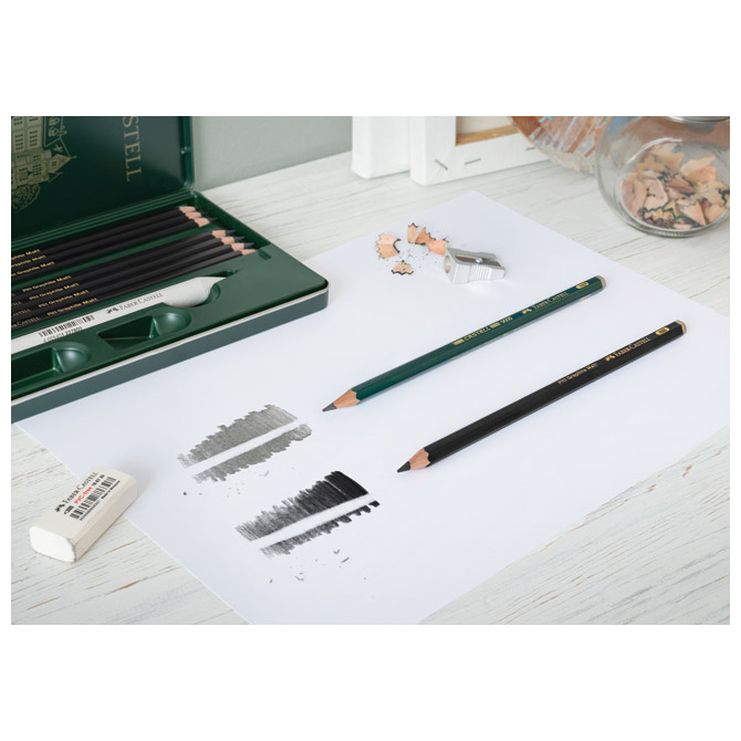 Olovka grafitna pk6 u metalnoj kutiji Pitt graphite matt Faber-Castell 115207 Cijena