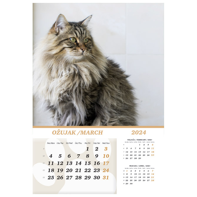 Kalendar “Kućni ljubimci 2024” 13 listova, spirala Cijena