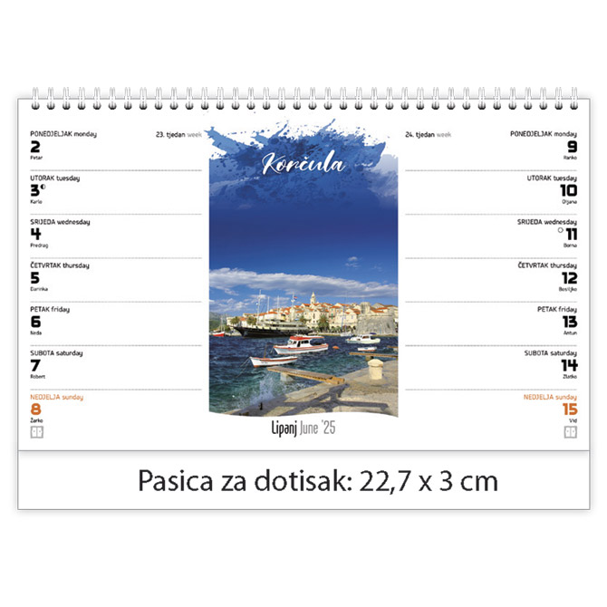 Kalendar stolni planer - dvotjednik “Croatia” 30 listiova, spirala Cijena