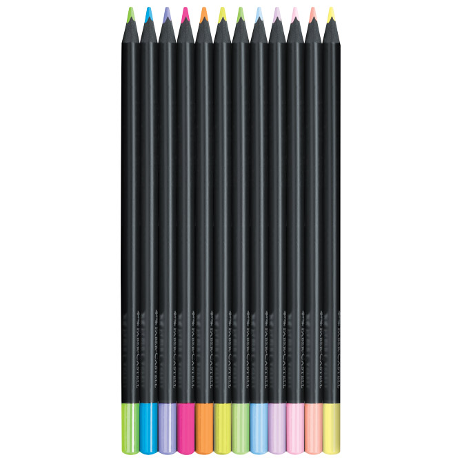 Boje drvene  12boja trokutaste Black Edition neon+pastel Faber-Castell 116410 blister Cijena