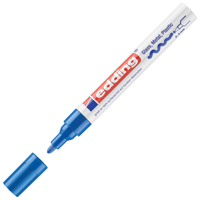 Marker permanentni sjajni lakirajući 2-4mm Edding 750 plavi Cijena