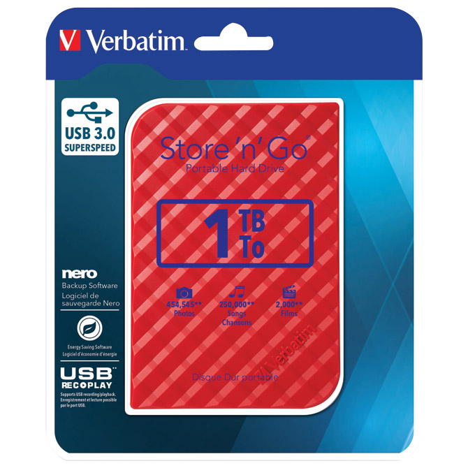 Hard disk 2.5”     1TB USB 3.0 - 3D surface Verbatim 53203 crveni blister Cijena