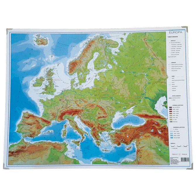 Mapa stolna Europe obostrana 64x49cm plastificirana Trsat 1873 Cijena