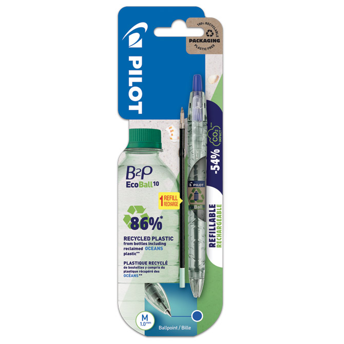 Olovka kemijska B2P Ecoball Begreen Pilot BP-B2PEB-M-BG-L plava+refil blister Cijena