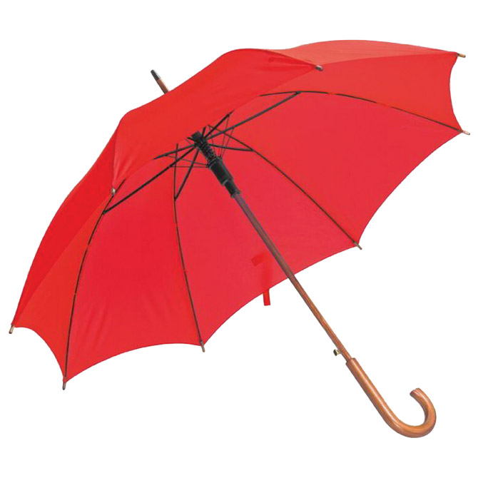 Kišobran automatik s drvenom ručkom crveni Cijena