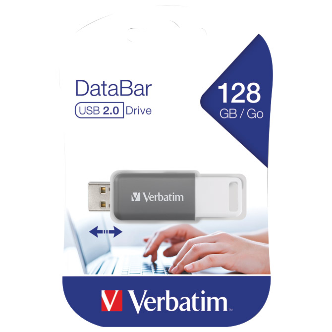 Memorija USB128GB 2.0 DataBar Verbatim 49456 siva blister Cijena