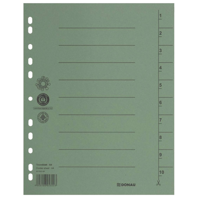 Pregrada kartonska A4 250g pk100 Donau 8610001-06 zelena Cijena