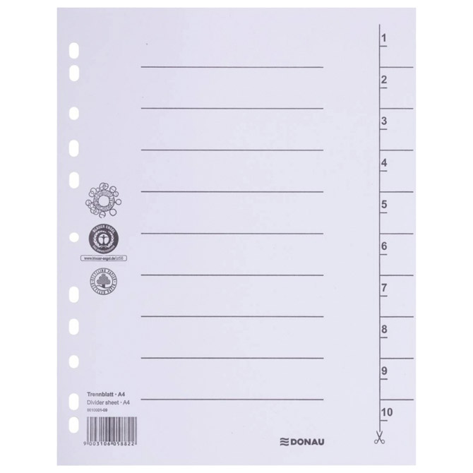 Pregrada kartonska A4 250g pk100 Donau 8610001-09 bijela Cijena