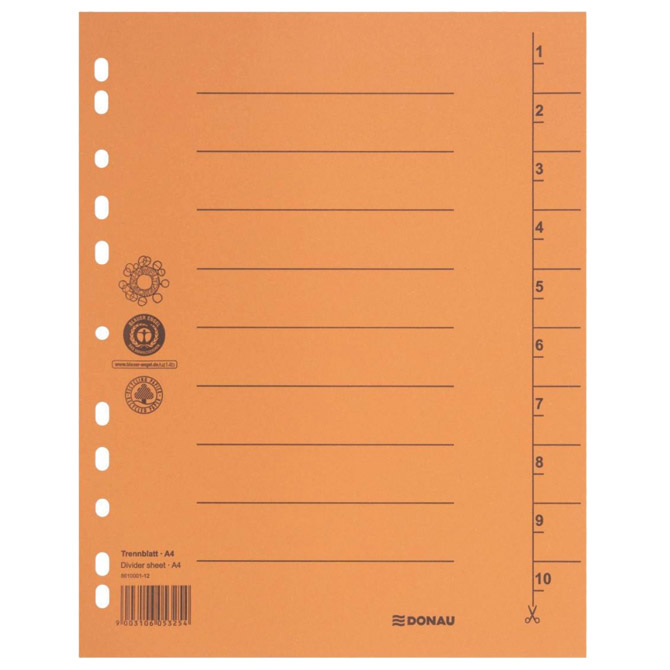 Pregrada kartonska A4 250g pk100 Donau 8610001-12 narančasta Cijena