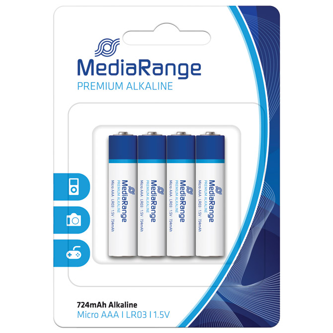 Baterija alkalna 1,5V AAA pk4 MediaRange MRBAT101 LR03 blister Cijena