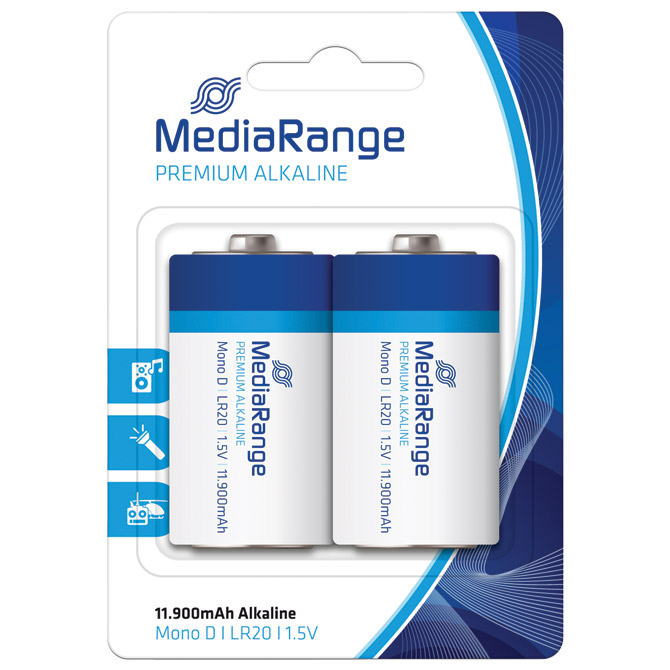 Baterija alkalna 1,5V D pk2 MediaRange MRBAT109 LR20 blister Cijena