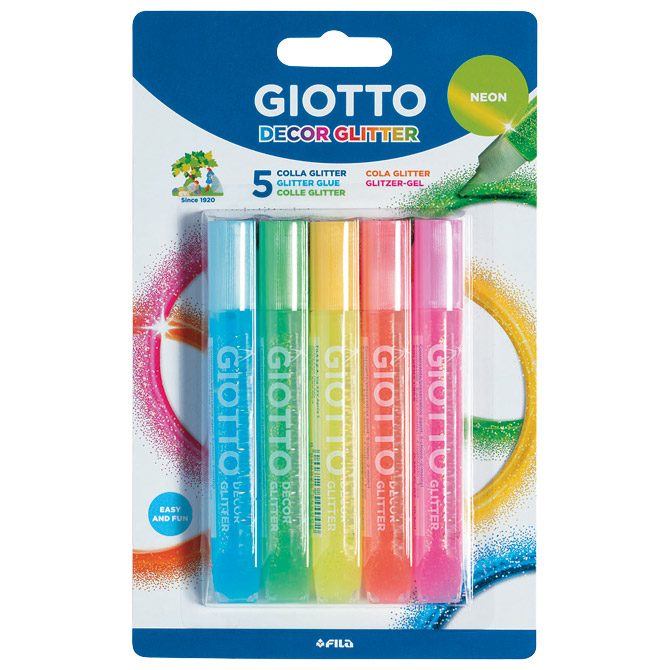 Ljepilo glitter 10,5mlx5boja Giotto Neon Fila 5453 blister Cijena