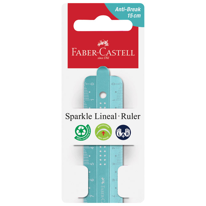 Ravnalo pvc 15 cm Sparkle Faber-Castell 172015 sort blister Cijena