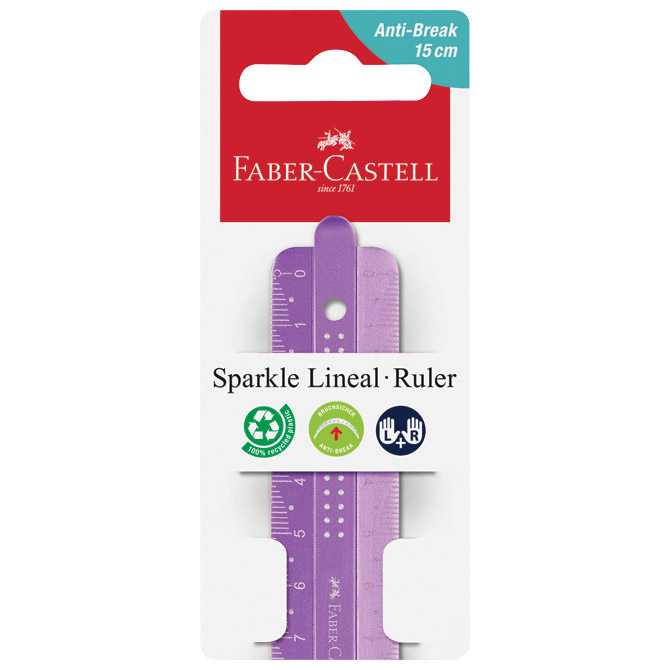 Ravnalo pvc 15 cm Sparkle Faber-Castell 172015 sort blister Cijena