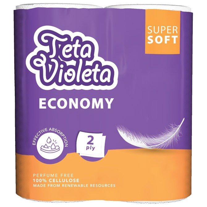 Ručnik papirnati jastučni 23cm dvoslojni pk2 Super Soft  Economy Violeta bijeli Cijena