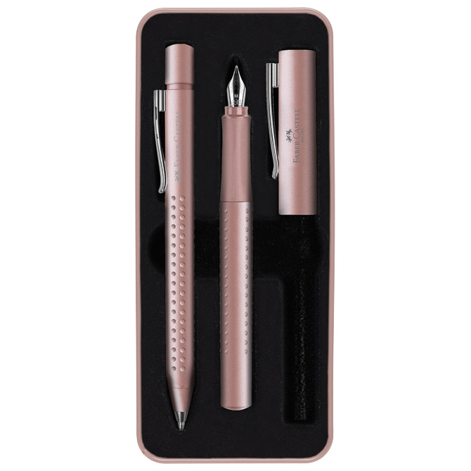 Garnitura olovka kemijska+nalivpero Grip 2011 Classic u met.kut. Faber Castell 201539 roza Cijena