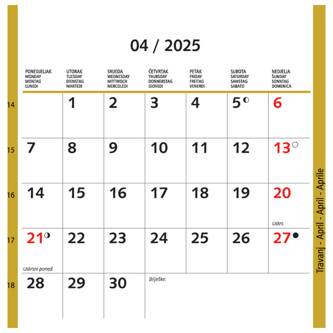 Kalendar “Igra boja 2025” 13 listova, spirala Cijena