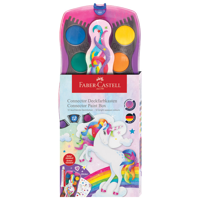 Boja vodena fi 24 mm 12 boja + bijela tempera Connector Unicorn Faber Castell 125035 Cijena