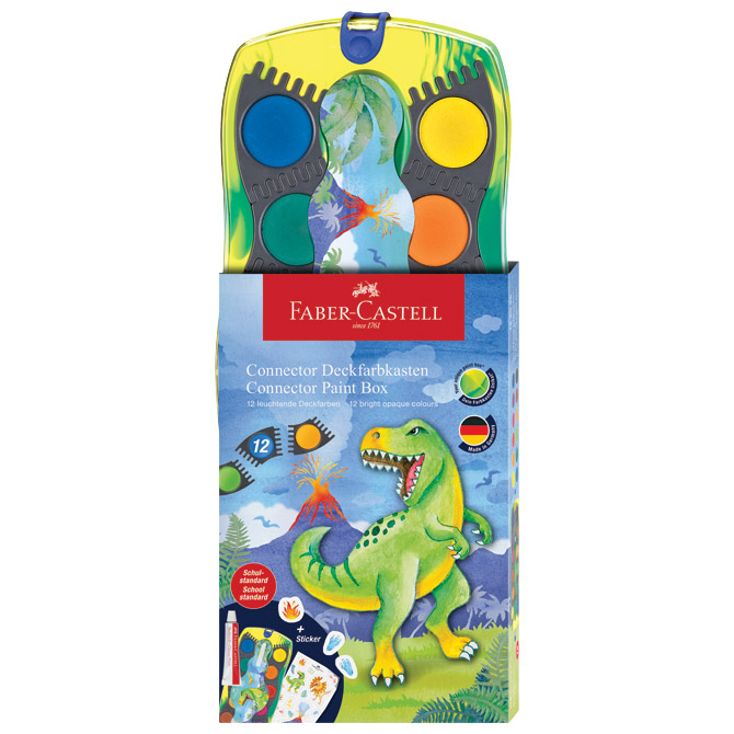 Boja vodena fi 24 mm 12 boja + bijela tempera Connector Dino Faber Castell 125036 Cijena