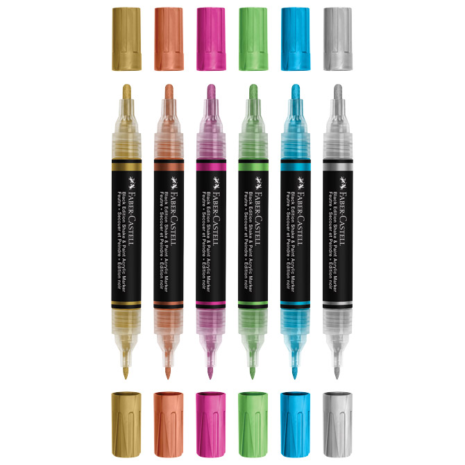 Marker akrilni obostrani Shake&Paint Metallic Faber Castell 285517/6boja blister Cijena