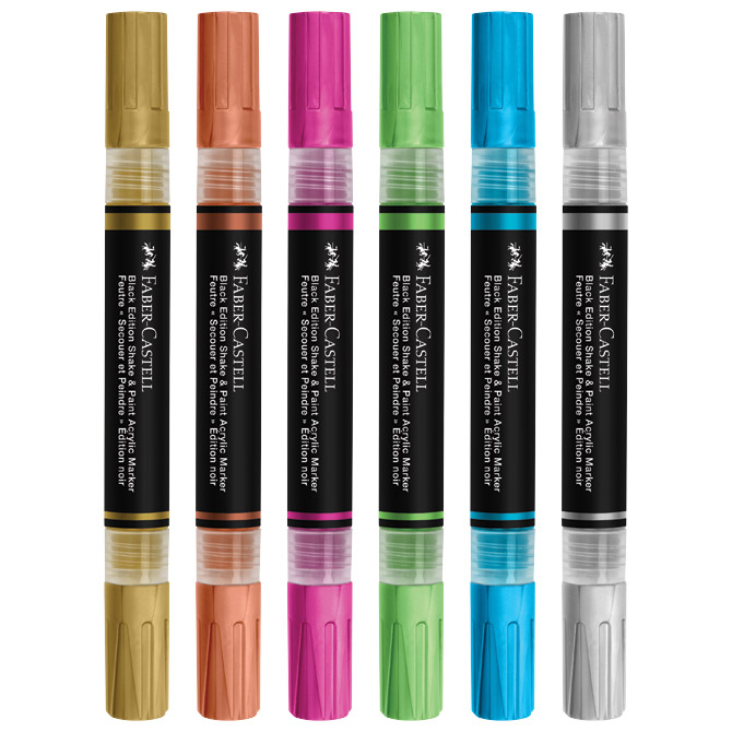 Marker akrilni obostrani Shake&Paint Metallic Faber Castell 285517/6boja blister Cijena