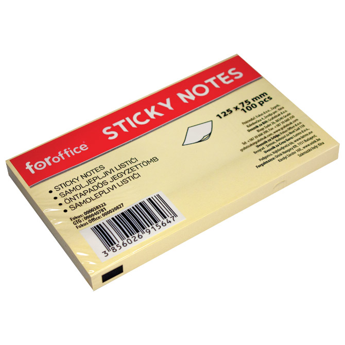 Blok samoljepljiv 125x75 mm 100L FORoffice žuti Cijena