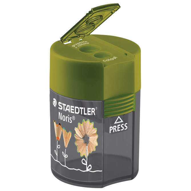 Šiljilo metalno s pvc kutijom 2rupe “Flowers” Staedtler 512 004 zeleno/sivo Cijena