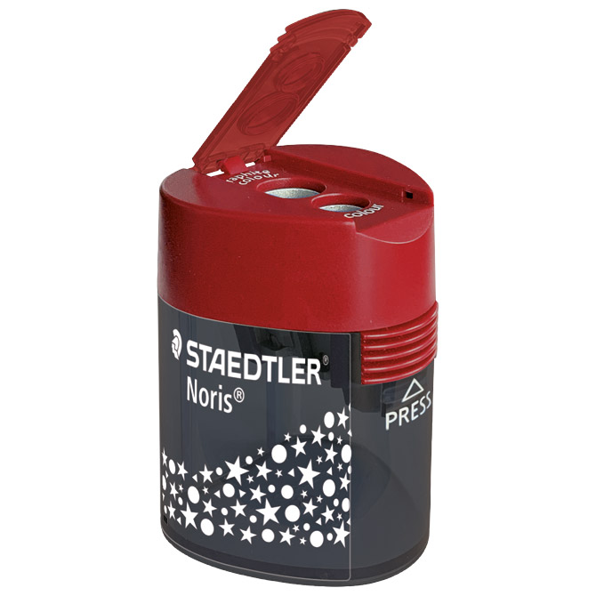 Šiljilo metalno s pvc kutijom 2rupe “Noris” Staedtler 512 188 crveno/sivo Cijena