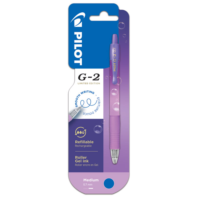 Roler gel grip 0,7 mm G2 Bubble Pilot BLG27TRB-PUG-L (plavi ispis) ljubičasti blister Cijena