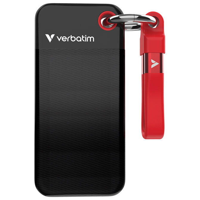 Hard disk eksterni džepni  SSD 1TB 3.2 Gen2 USB-C  Verbatim 32192 blister crno crveni Cijena
