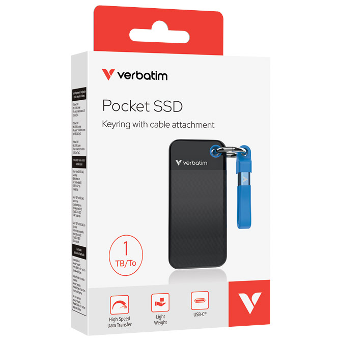 Hard disk eksterni džepni  SSD 1TB 3.2 Gen2 USB-C  Verbatim 32191 blister crno plavi Cijena