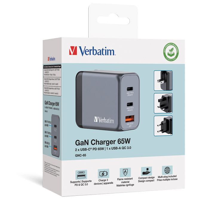 Punjač za mobilne uređaje zidni 2xUSB-C/PD 65W/1xUSB-A QC 3.0 (EU/UK/US)  Verbatim 32201 Cijena