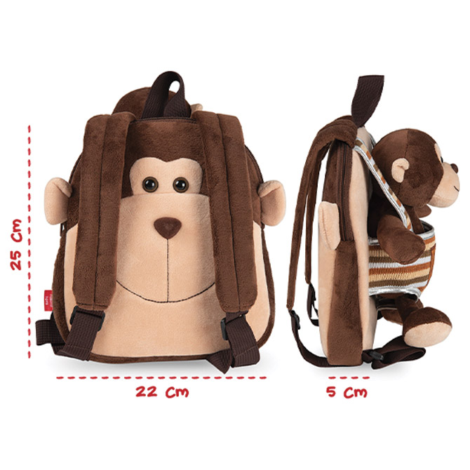 Ruksak mini obostrani s odvojivim plišancem Max Monkey Perletti 13031 Cijena