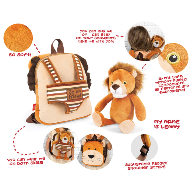 Ruksak mini obostrani s odvojivim plišancem Lenny Lion Perletti 13075 Cijena