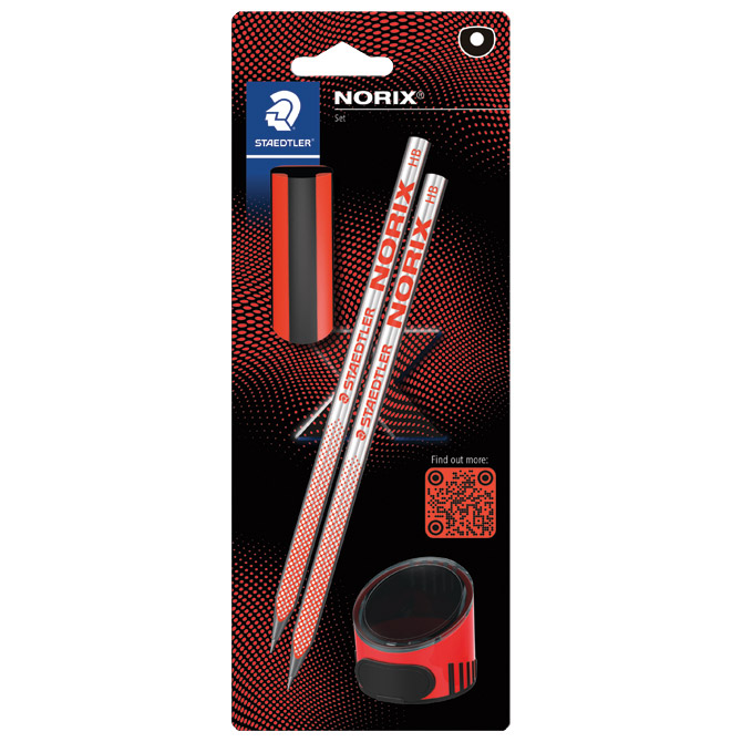 Olovka grafitna HB Norix pk2+gumica+šiljilo Staedtler 181 SBK2-2 crvena blister Cijena