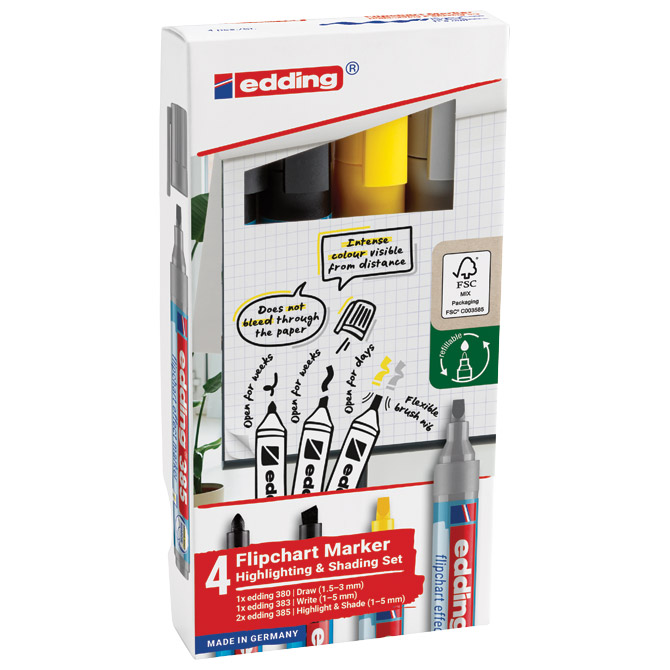Set Marker Flipchart effect za signiranje i sjenčanje pk4 Edding Cijena