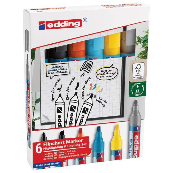Set Marker Flipchart effect za signiranje i sjenčanje pk6 Edding Cijena