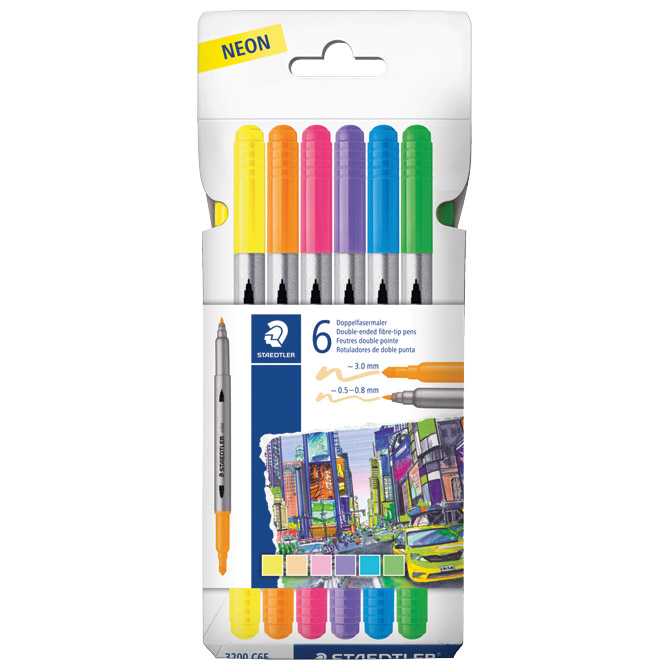 Flomaster 6boja neon obostrani s 2 vrha Design Journey Staedtler 3200 C6F blister Cijena