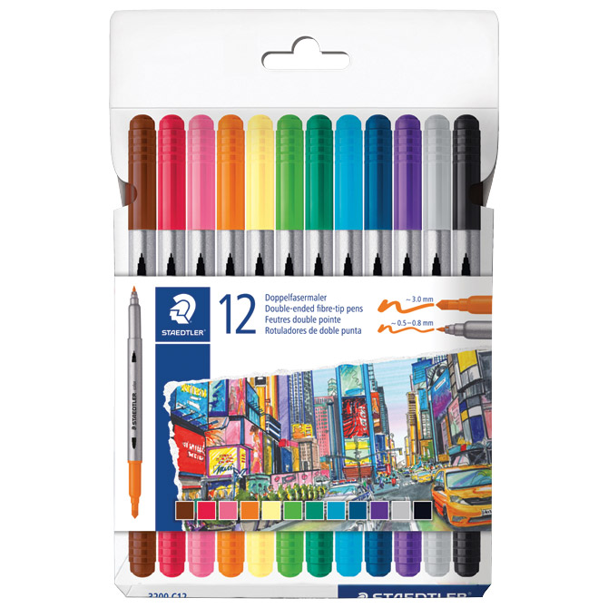 Flomaster 12boja obostrani s 2 vrha Design Journey Staedtler 3200 C12 blister Cijena