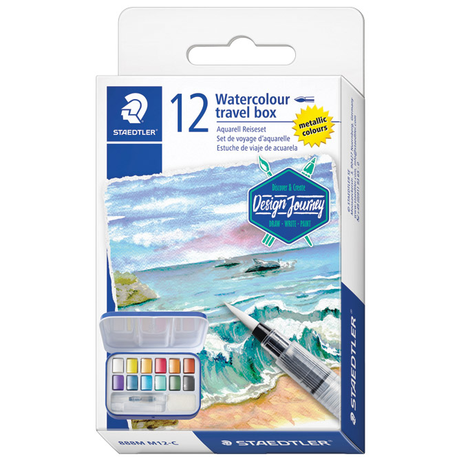 Boja vodena 12boje u metalnoj kutiji Travel box Design Journey Staedtler 888M M12-C Cijena